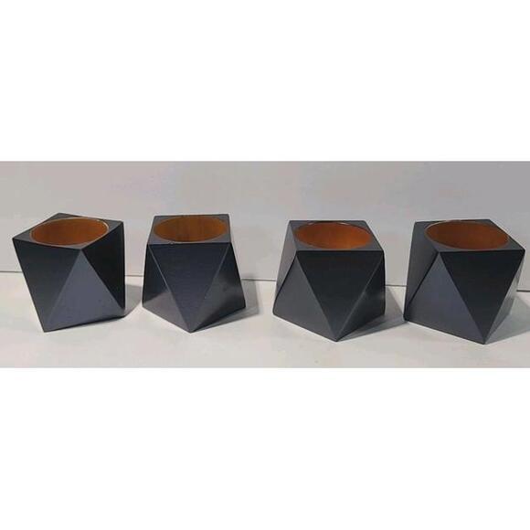 Set Of 4 Black TerriSol Napkin Rings - Picture 1 of 10